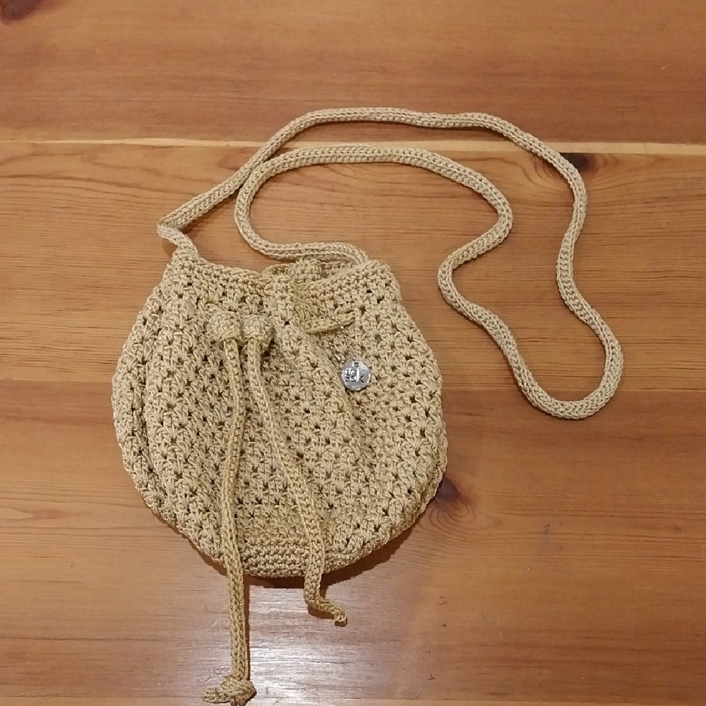 The Sak Handcrafted Tan Crochet Shoulder Bag